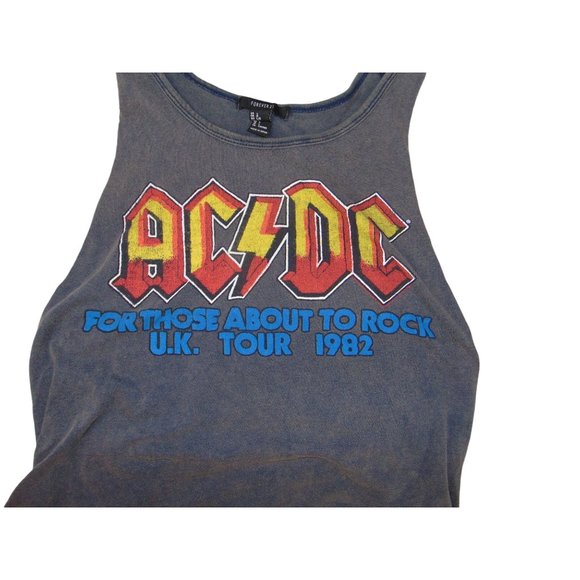 Forever 21*ACDC For Those About to Rock UK Tour 1982*Tank Top*  L Gray - Picture 6 of 8